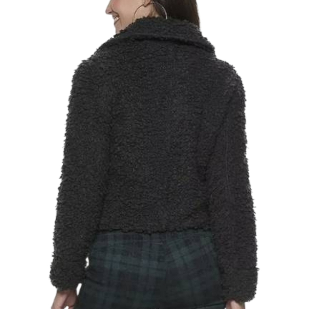 Rock & Republic Faux Sherpa Jacket Black Faux Leather Moto Teddy XL NWT - Picture 2 of 12